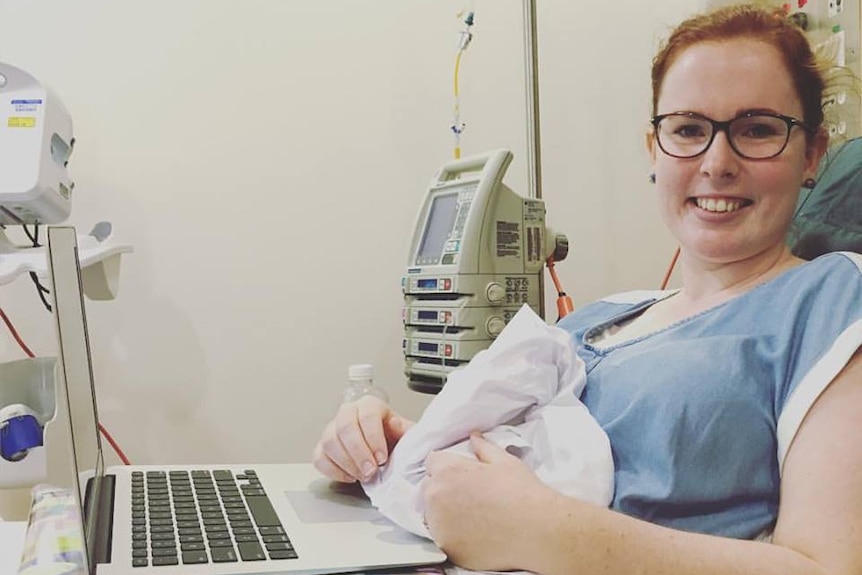 Emma Betts blogging in hospital