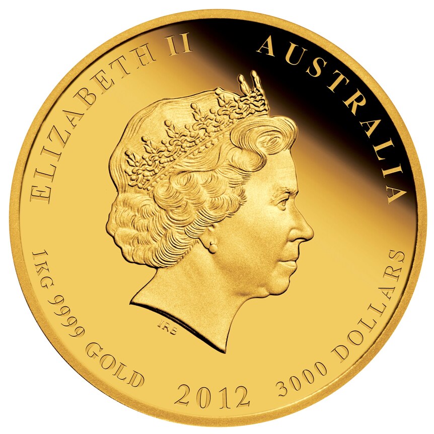 One of 60 one kilogram gold coins being released for Queen Elzabeth II's Diamond Jubilee.