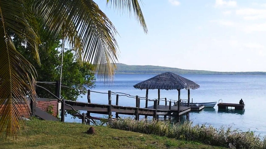 Water near the beach at the Havannah Vanuatu resort on the island of Efate. Image taken in July 2020.