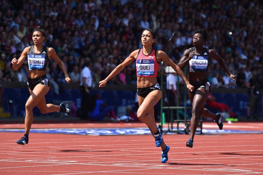 Morgan Mitchell finishes behind Floria Guei at Diamond League