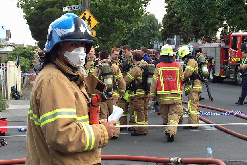 Firefighters in Footscray at market fire