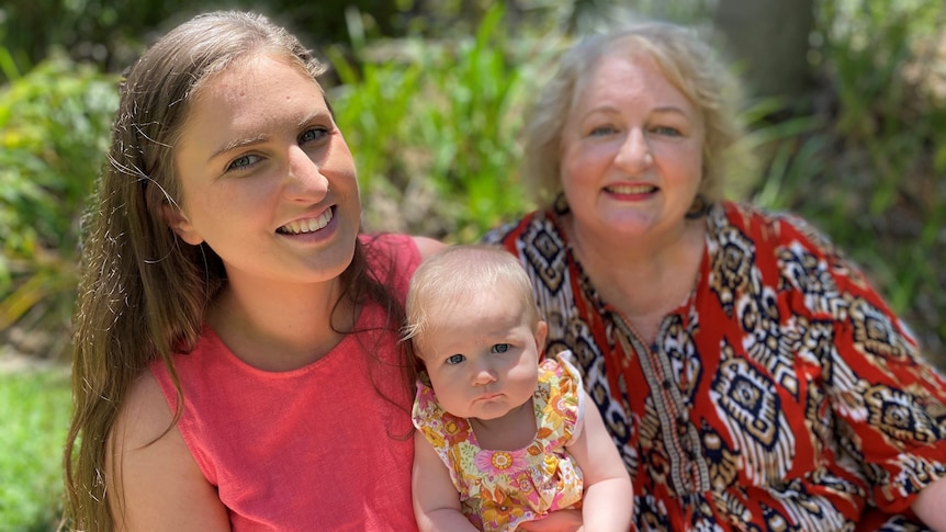 Bridget McTaggart with baby Scout and Tracy-Ann O'Sullivan (right)