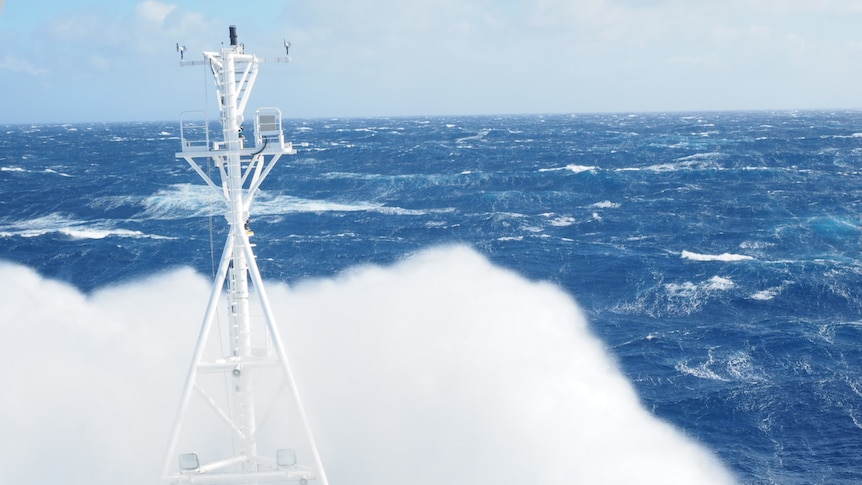 RV Investigator in rough weather in the Southern Ocean