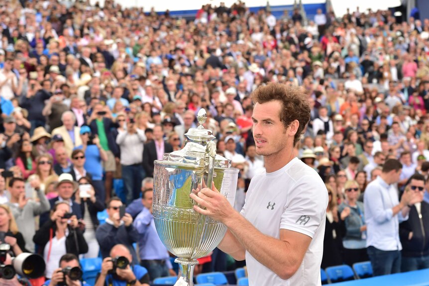 Andy Murray with the Queen's Club trophy