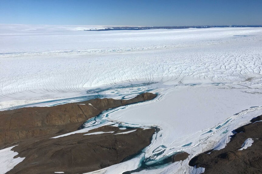 Aerial of the Sordsal Glacier, Antarctica, February 2017