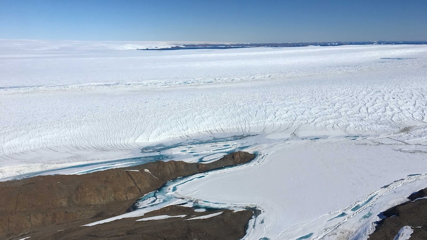 Aerial of the Sordsal Glacier, Antarctica, February 2017