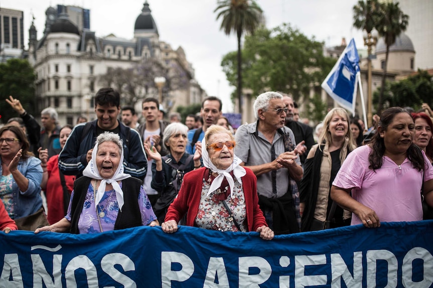 Members of the Madres de Plaza de Mayo in 2011 protesting outside the G20 Summit in Buenos Aires in 2011.