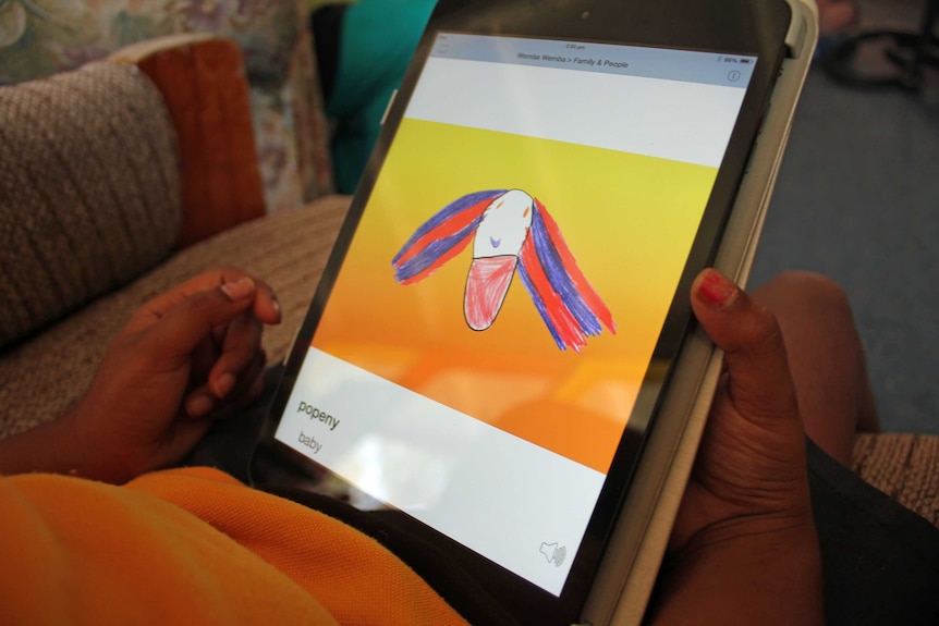 The app uses drawings to help children learn Wemba Wemba.