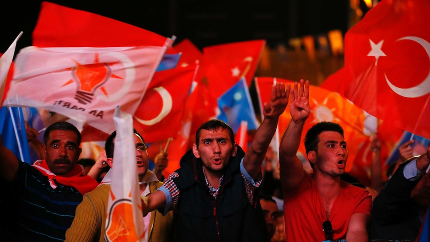 AK Party supporters in Ankara, Turkey