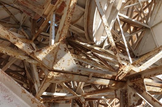 The corroded underside of the OTC Dish in Carnarvon