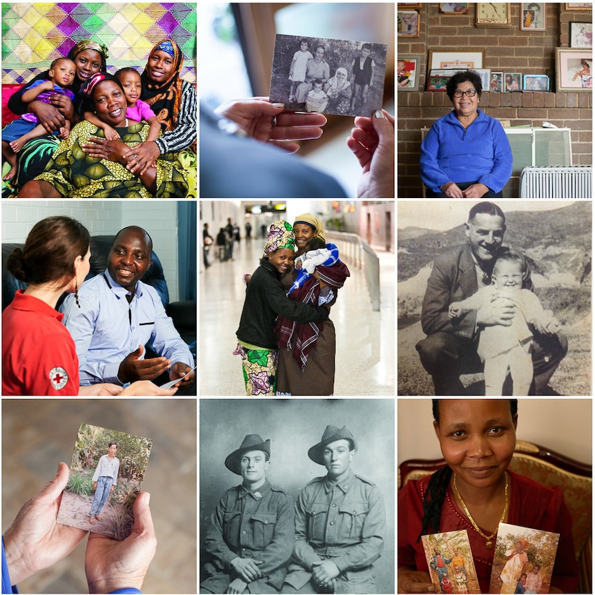 Australian Red Cross montage of families reunited.