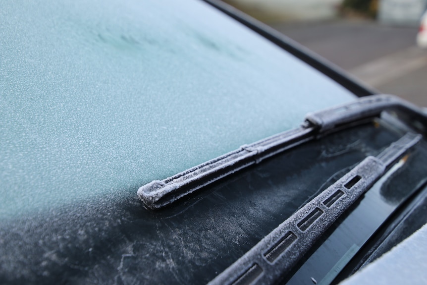 Ice on a car windscreen.