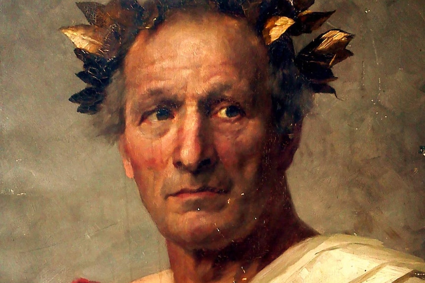 1892 Painting of Julius Caesar, wearing laurel wreath.