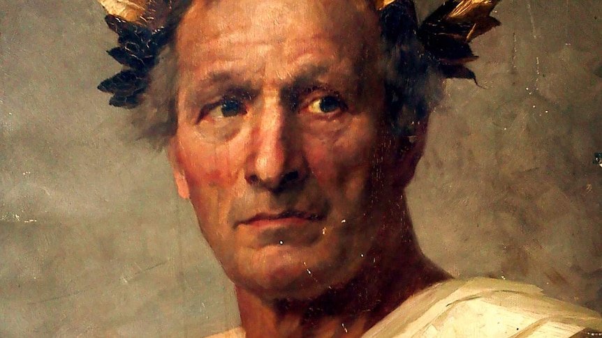 1892 Painting of Julius Caesar, wearing laurel wreath.
