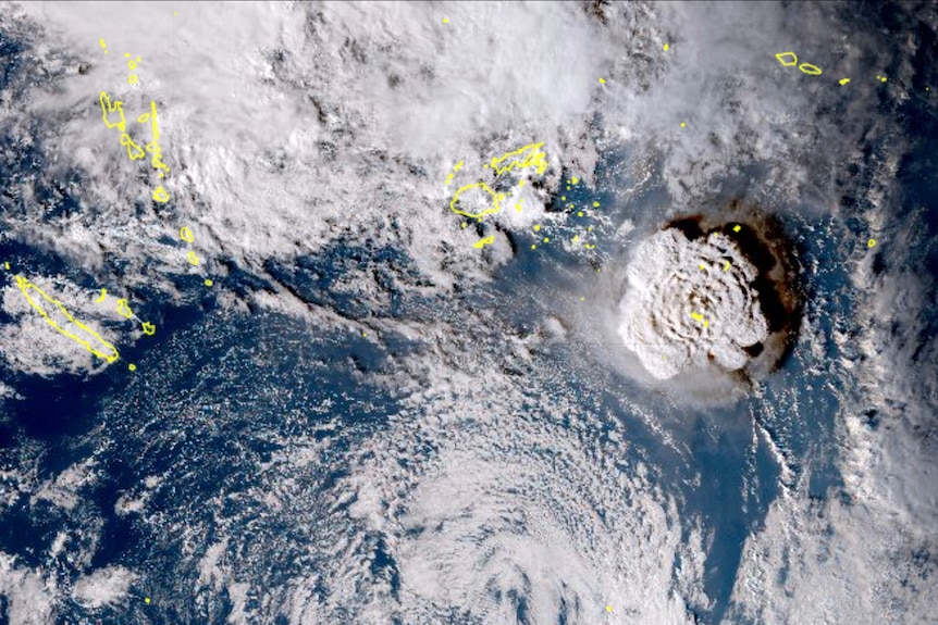 Tonga Volcano Eruption weather satellite image