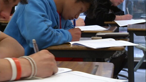 Close up of Tasmanian students sitting TCE Exam
