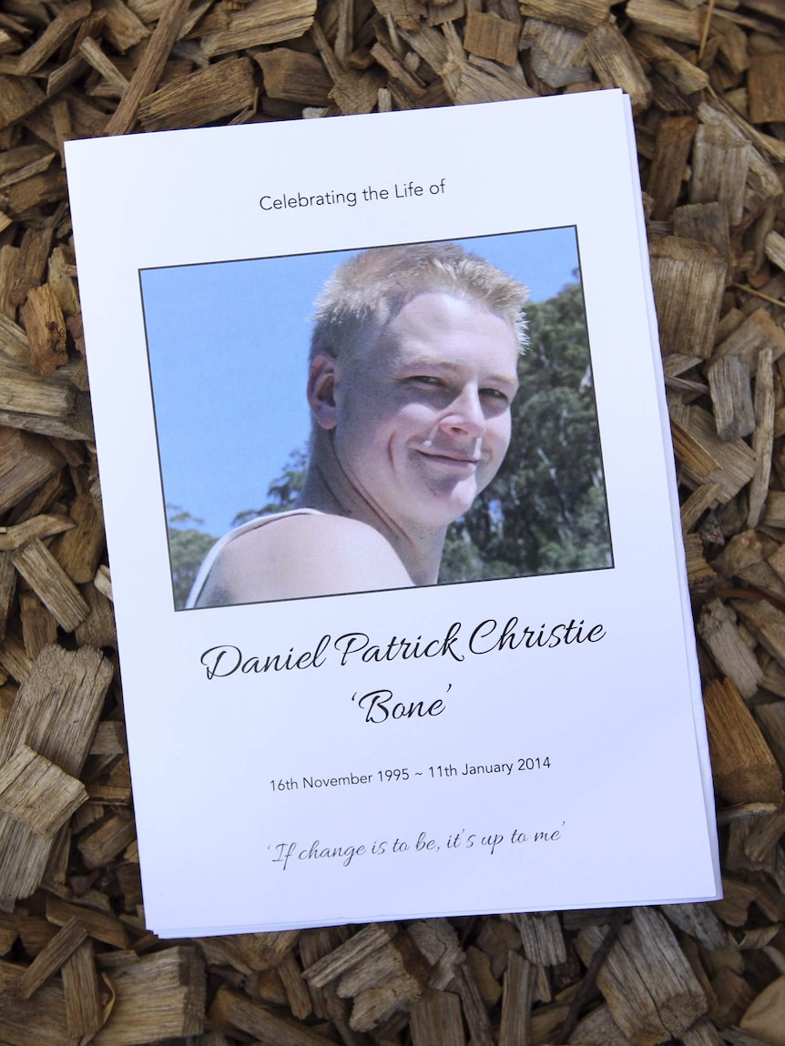 The tribute for Daniel Christie's memorial service.
