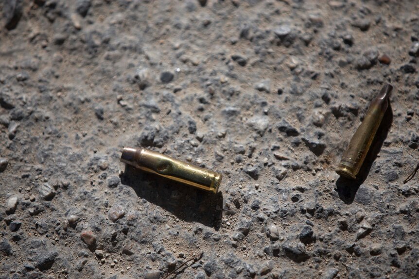 Ammunition casings lay on the ground in Haiti
