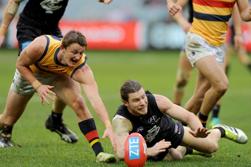 Bryce Gibbs on the ball against Adelaide