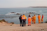 SES and CFS crews help in the search for a man in his 50s who went missing in the waters off Hall Bay on the Eyre Peninsula