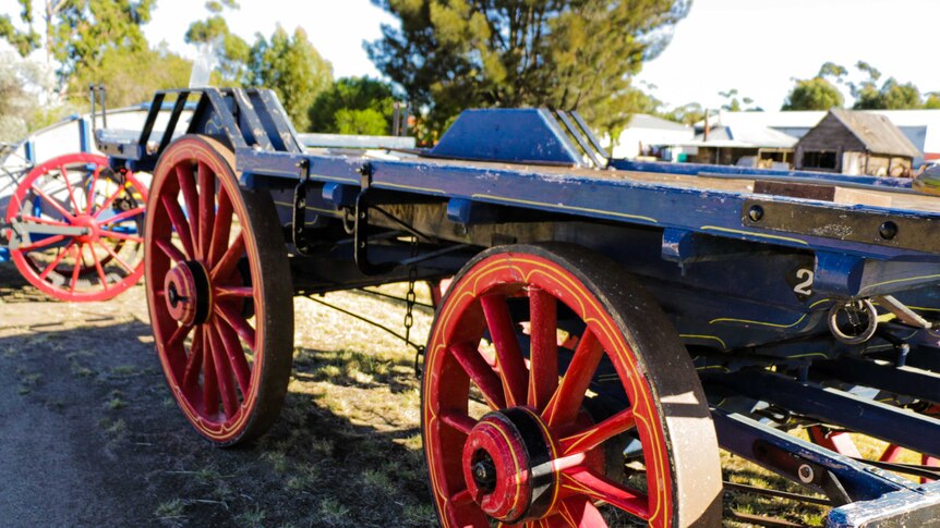 An old wooden wagon that used to carry wheat and other goods in Western Victoria