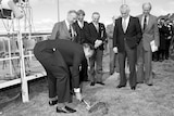 Prime Minister Malcolm Fraser turns the first sod of earth for the new Parliament House, 1980.