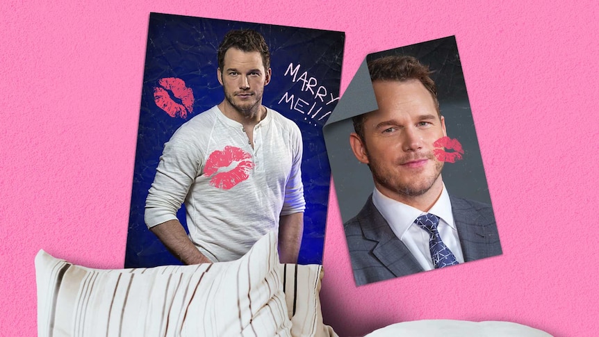 Posters of actor Chris Pratt hang above a bed in a story about if it's OK to have a crush if you're in a relationship.