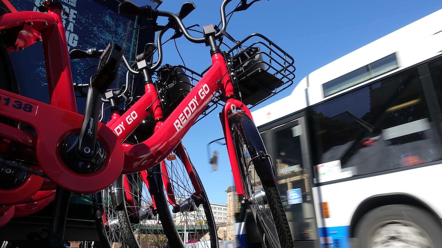 Closeup of a bike in Sydney.