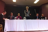 Maree Statham addresses Lithgow community meeting