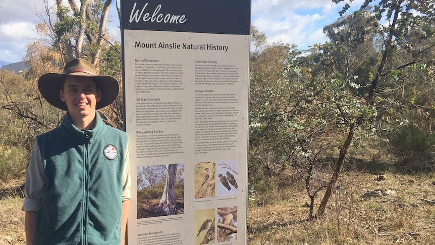 Senior ranger Simon Stratford at the base of Mt Ainslie.