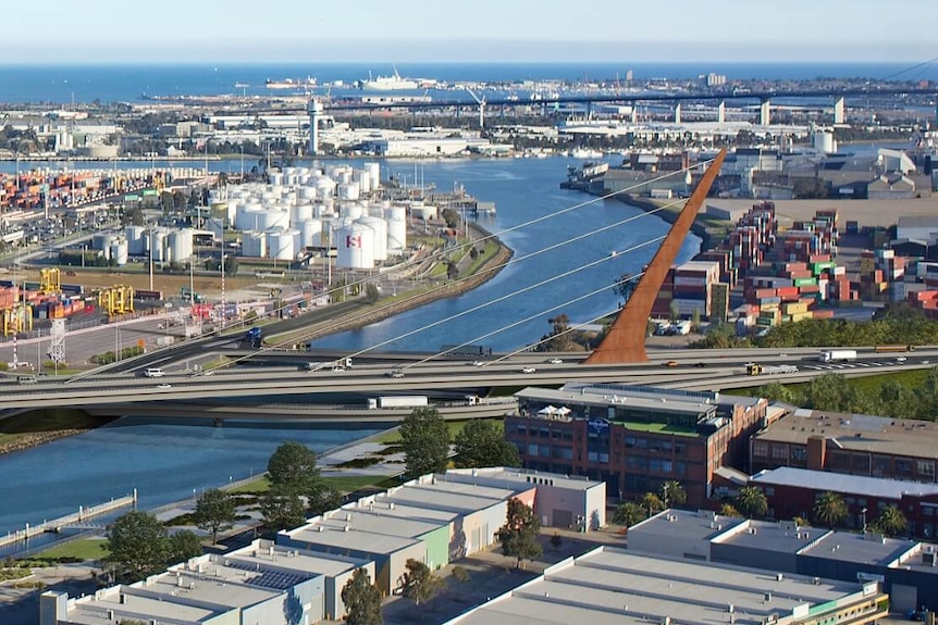 Western Distributor second river crossing showing bridge over Maribyrnong