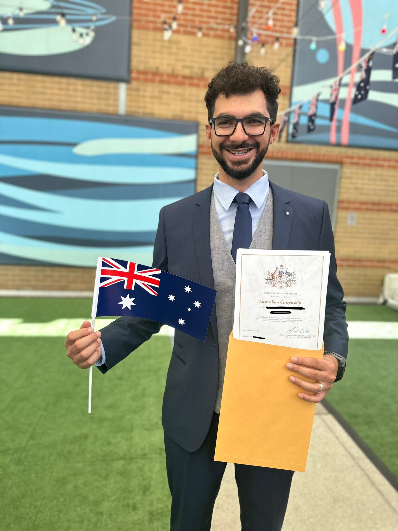 ABC journalist Nabil Al-Nashar with citizenship certificate