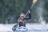 An Australian female kayaker competing at the world championships in Germany.