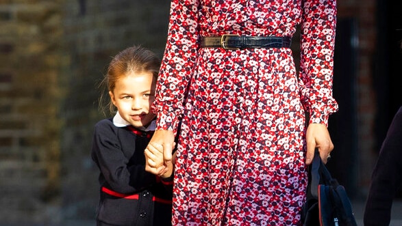 Princess Charlotte arrives with her mother Catherine, Duchess of Cambridge