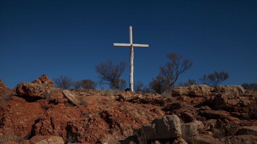 A white painted cross in the desert south of the Ngaanyatjarra Lands, WA.