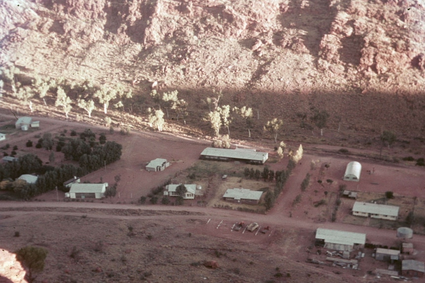 A photo from above of Areyonga community, taken in the 70s