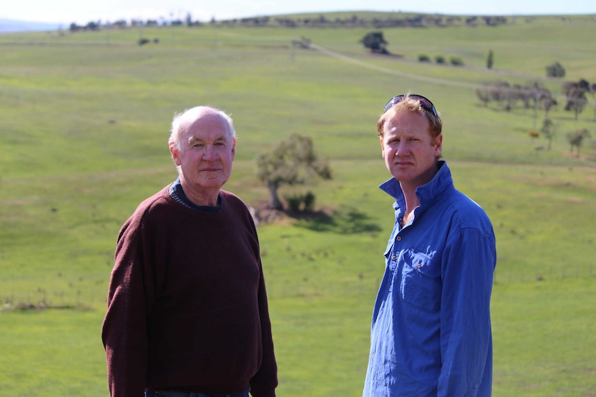 Peter and James Headlam in paddock.