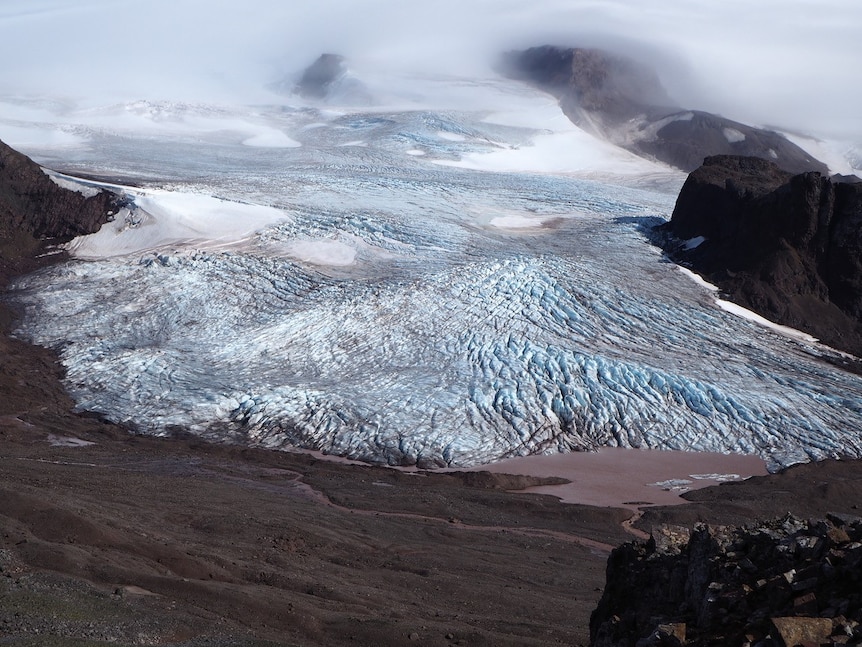 A large piece of compressed ice