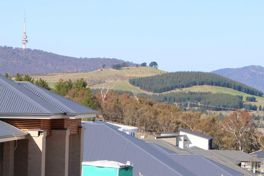 Housing being built in Molonglo with Black Mountain tower behind.