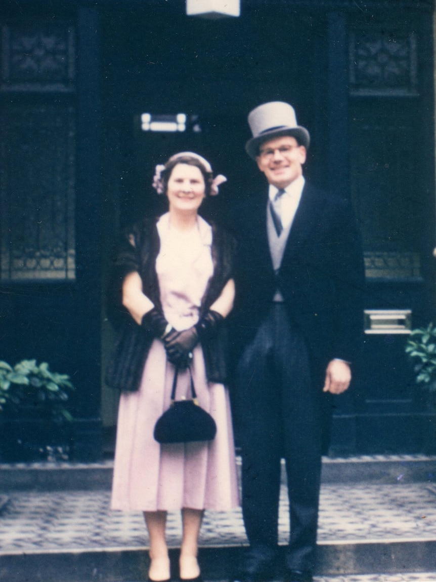 Hugh and Val Brockway on their way to a garden party at Buckingham Palace in 1953.