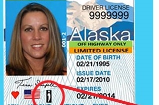 Alaskan driver's licence with invisible disabilities symbol