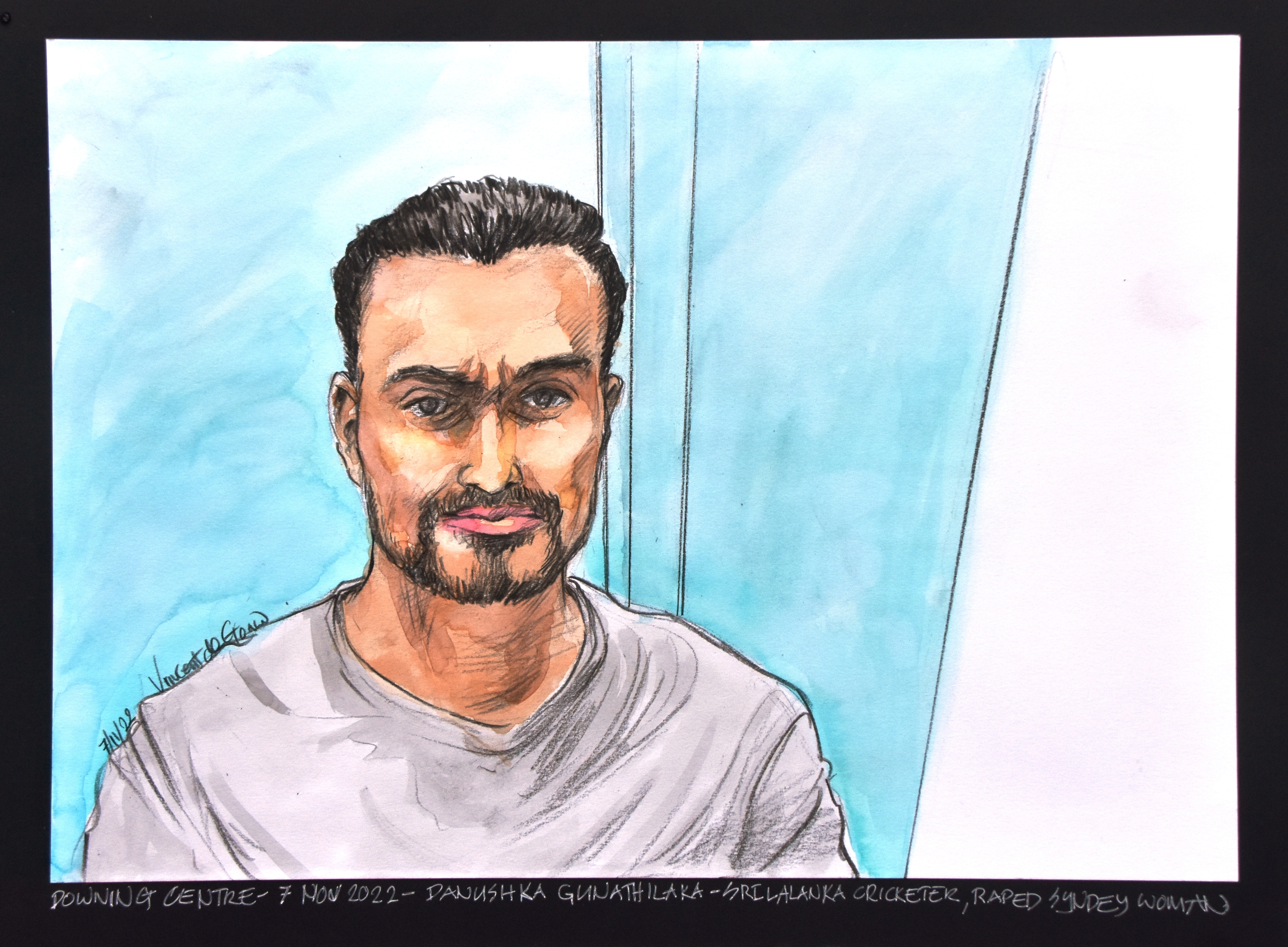 Court drawing of Danushka Gunathilaka