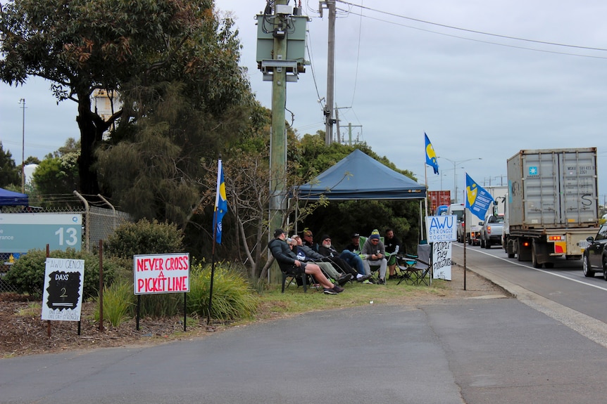 A protest at the side of a road