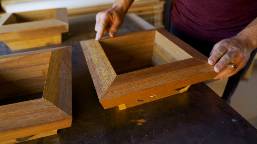 Handmade square fruit bowls.