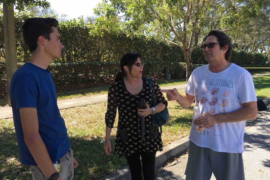 David Hogg talks to couple Jandy and Rob Spiegelman.