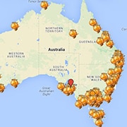 Map with locations to buy Australian honey