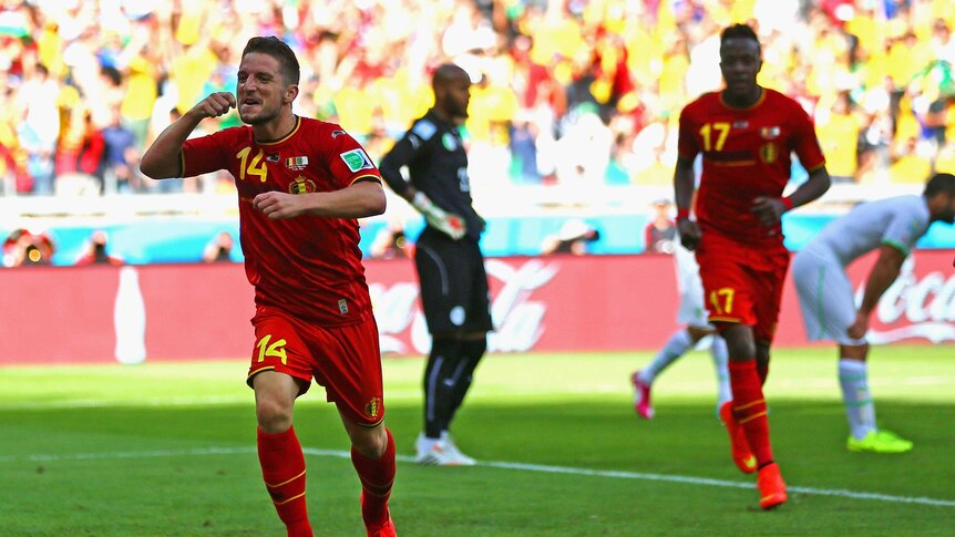 Dries Mertens celebrates scoring Belgium's second