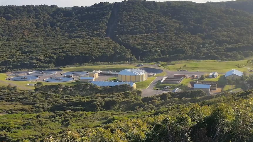 Aerial photo of a sewerage treatment plant