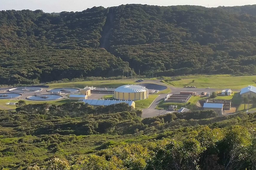 Aerial photo of a sewage treatment plant