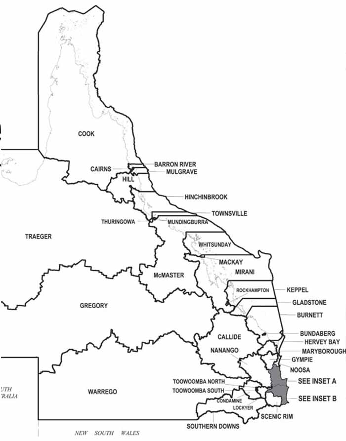 The new Queensland electoral map.